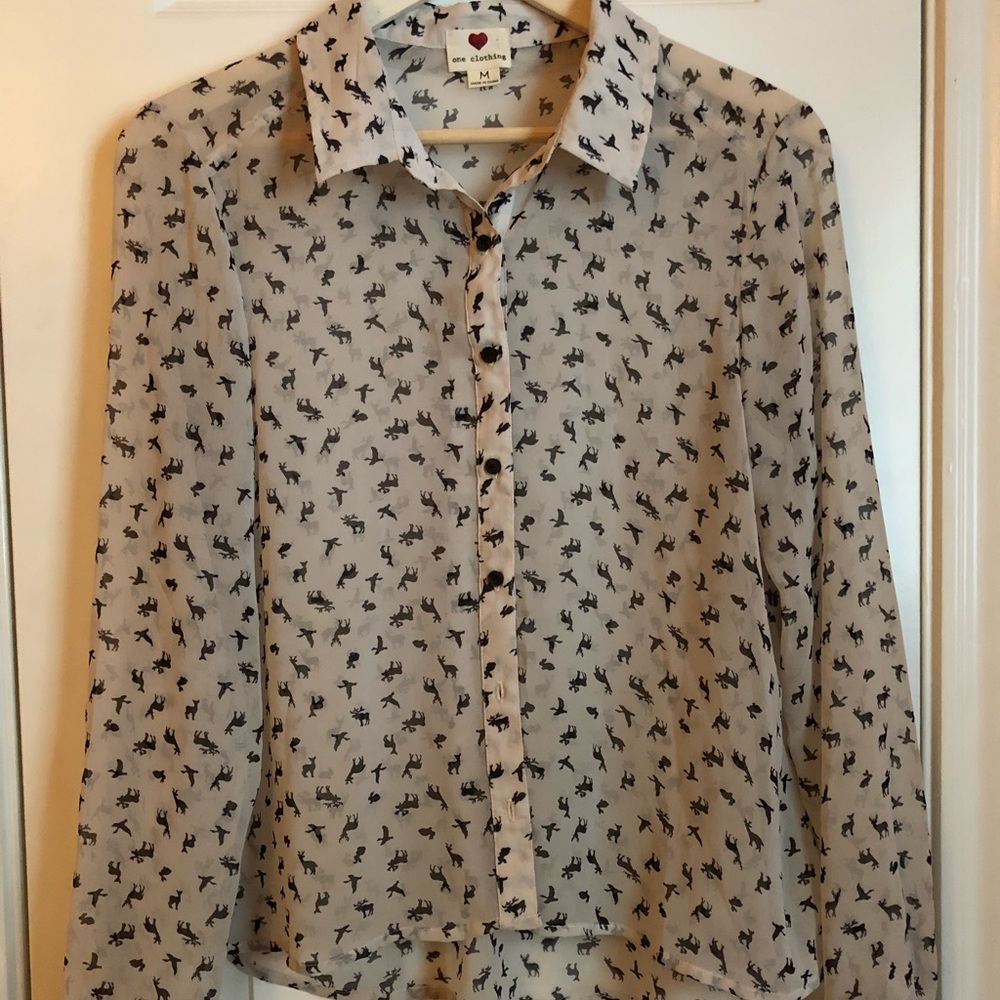 One Clothing sheer woodland animal top